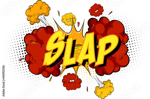Word Slap on comic cloud explosion background