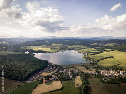 Aerial view of Teply vrch reservoir in Slovakia photo