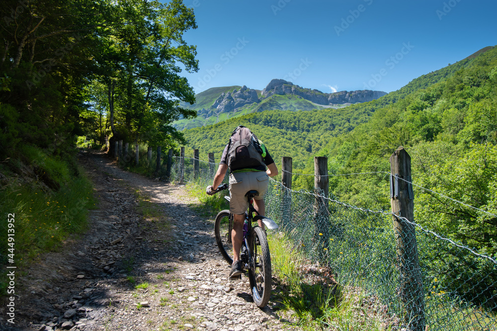 Fototapeta premium ruta de bicicleta de montaña por Picos de Europa en Cantabria