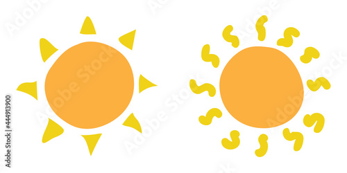 Artistic Hand Drawn Sun - Hand drawn illustration of a bunch type of suns suitable for decoration, nature ornament, children book illustration, and illustration in general - Vector Illustration