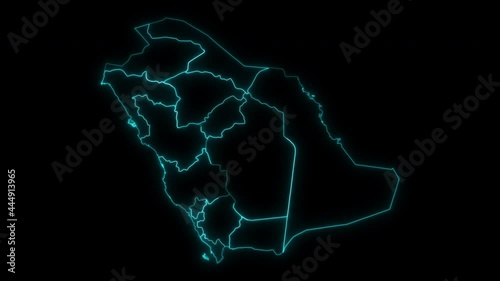 Animated Outline Map of Saudi Arabia with Regions photo
