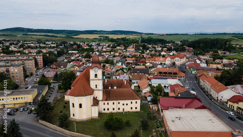 Aerial view of the town of Filakovo in Slovakia