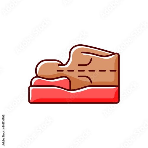 Correct sleeping position for spinal health RGB color icon. Keeping spine straight. Improving spine alignment. Pain-free sleep. Maintaining natural curves. Isolated vector illustration