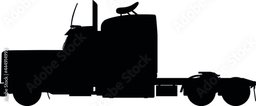 US Kenworth truck, US Peterbilt lorry without semi trailer. LKW, TIR Truck without trailer detailed realistic silhouette photo
