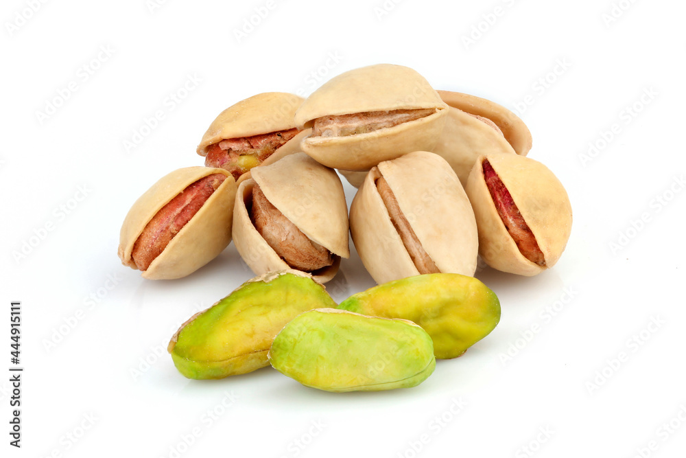 Fototapeta premium Pistachios in the peel isolated.