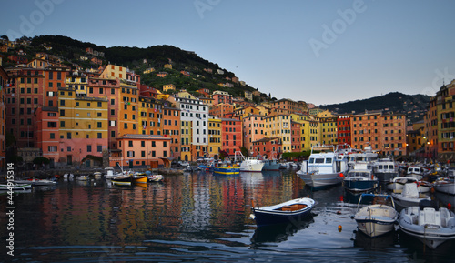 view of the characteristic colored houses in Camogli overlooking the sea © EcoPim-studio