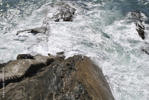 Waves and rocks. San Sebastian (Spain)