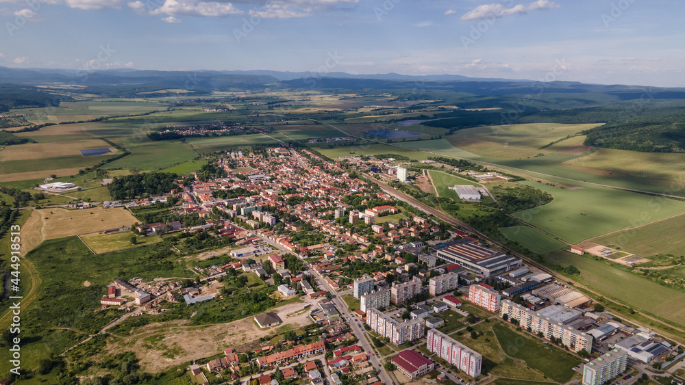 Aerial view of the town of Tornala in Slovakia