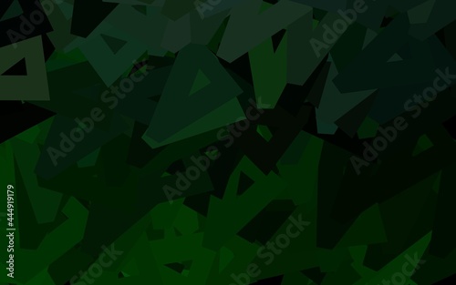 Dark Green vector background with triangles.