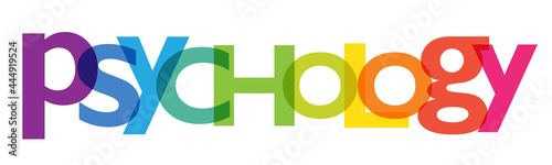 PSYCHOLOGY colorful vector typography banner with white background