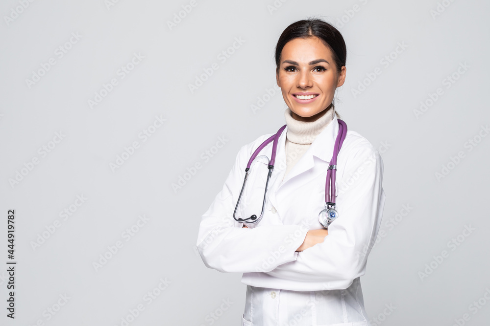 Smiling medical doctor Isolated over white background Smiling medical doctor Isolated over white background