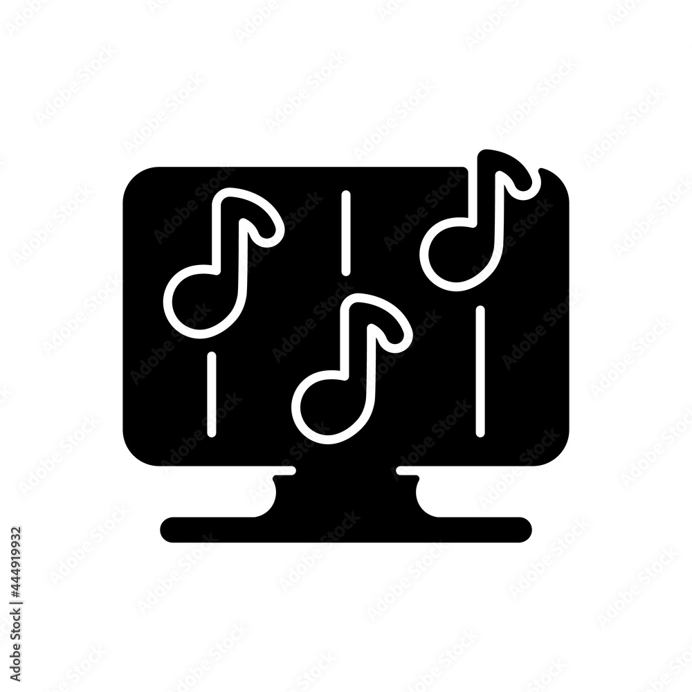 Rhythm games black glyph icon. Special game of music theamed genre. Digital simulation of musical instruments perfomance. Fun time. Silhouette symbol on white space. Vector isolated illustration Rhythm games black glyph icon. Special game of music theamed genre. Digital simulation of musical instruments perfomance. Fun time. Silhouette symbol on white space. Vector isolated illustration