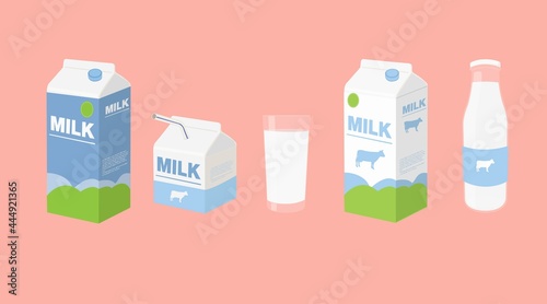 Milk Icon Set. Set of editable illustration with milk box, milk bottle and milk glass
