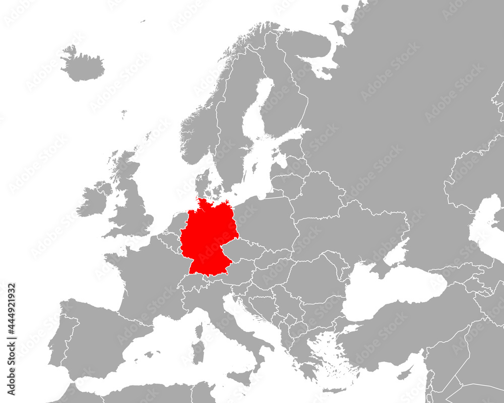 Karte von Deutschland in Europa - obrazy, fototapety, plakaty 