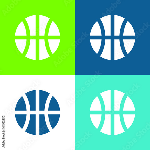 Baseball Ball Flat four color minimal icon set