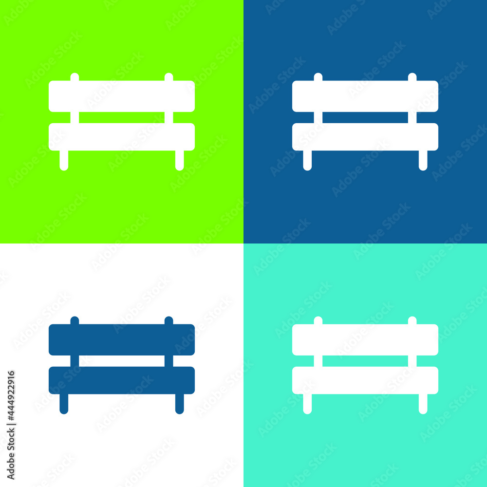 Bench Flat four color minimal icon set Bench Flat four color minimal icon set