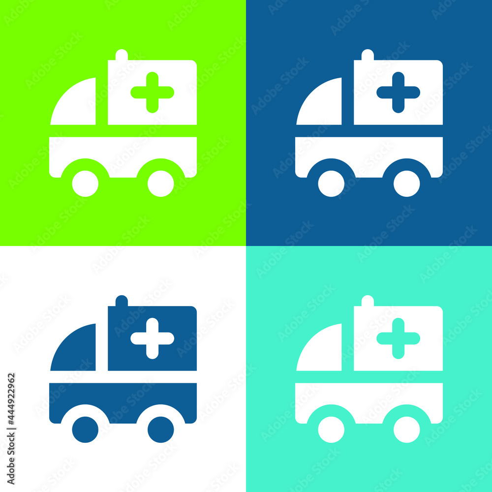 Ambulance Flat four color minimal icon set Ambulance Flat four color minimal icon set