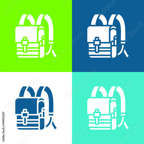 Backpack Flat four color minimal icon set