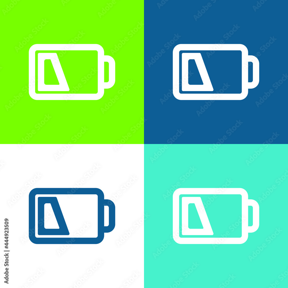Battery On Discharged Level Outline Flat four color minimal icon set Battery On Discharged Level Outline Flat four color minimal icon set