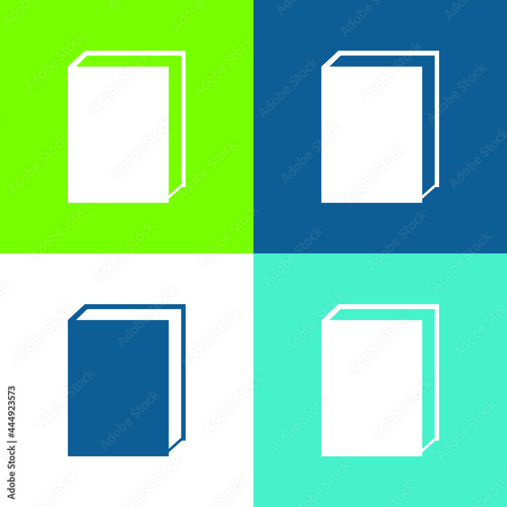 Book Flat four color minimal icon set Book Flat four color minimal icon set