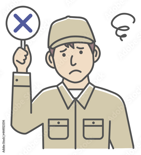 Blue  collar worker showing placard vector illustration