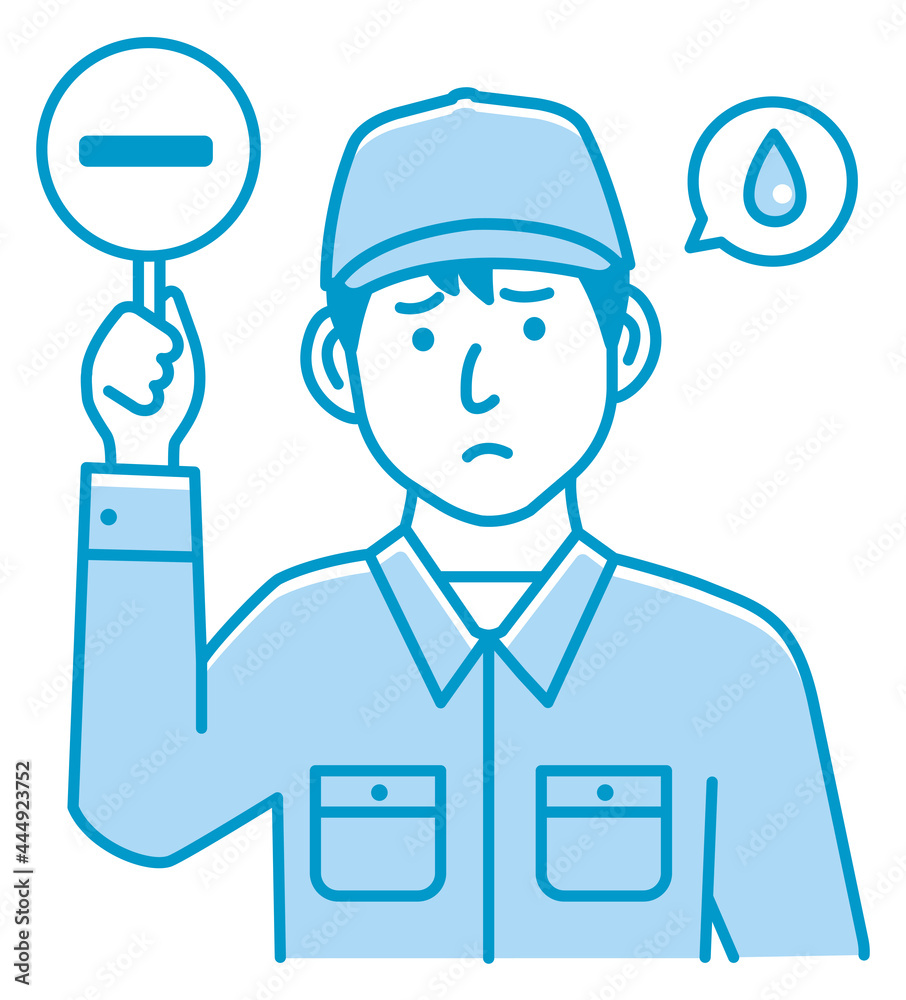 Blue  collar worker showing placard vector illustration