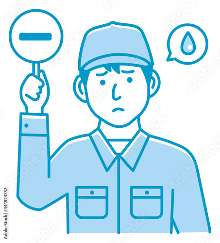 Blue  collar worker showing placard vector illustration