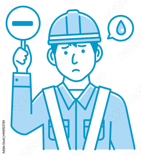 Blue  collar worker showing placard vector illustration