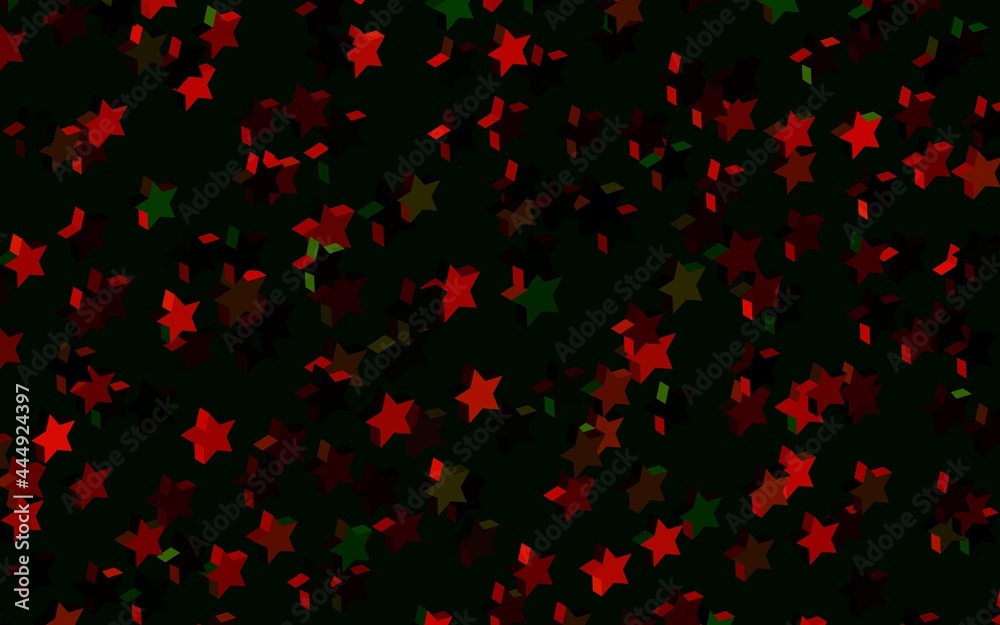 Dark Green, Red vector texture with beautiful stars.