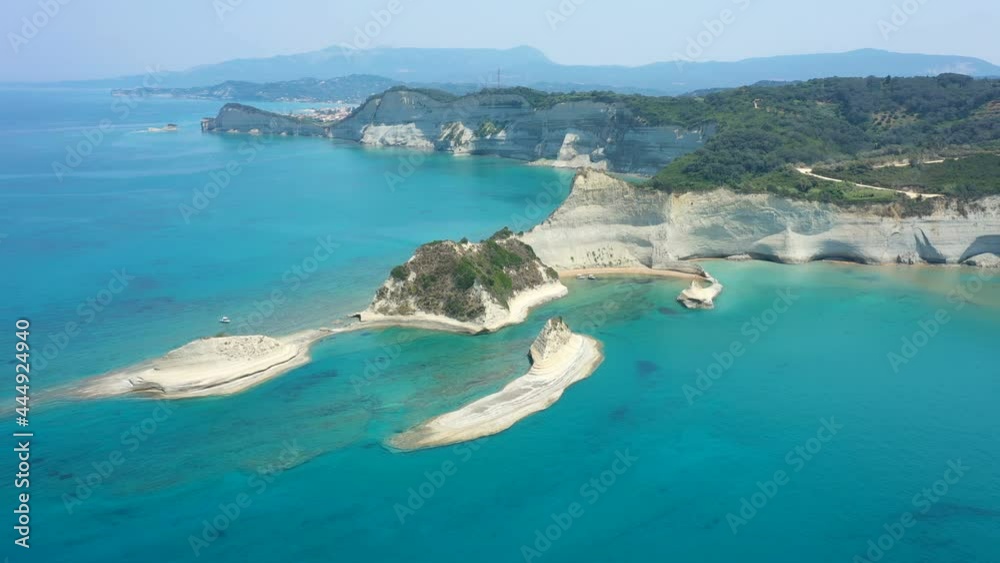 aerial view of sheer white cliffs of Cape Drastis near Peroulades village on Corfu Island in Greece
aerial view of sheer white cliffs of Cape Drastis near Peroulades village on Corfu Island in Greece