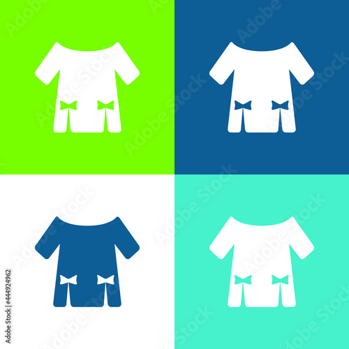 Blouse With Two Ribbons Flat four color minimal icon set