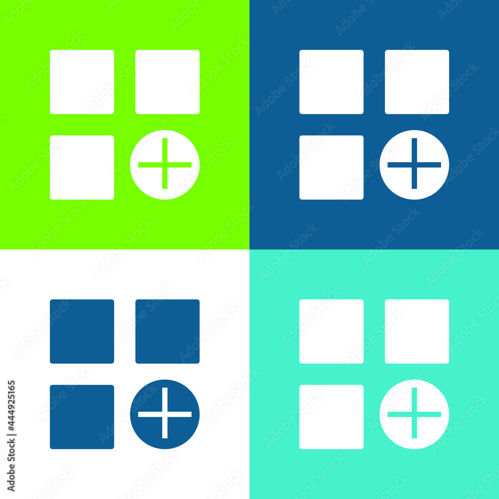 Obraz premium Add Flat four color minimal icon set