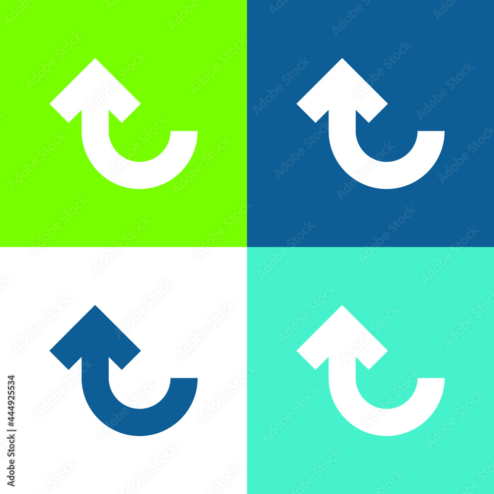 Arrow Up Curve Flat four color minimal icon set Arrow Up Curve Flat four color minimal icon set