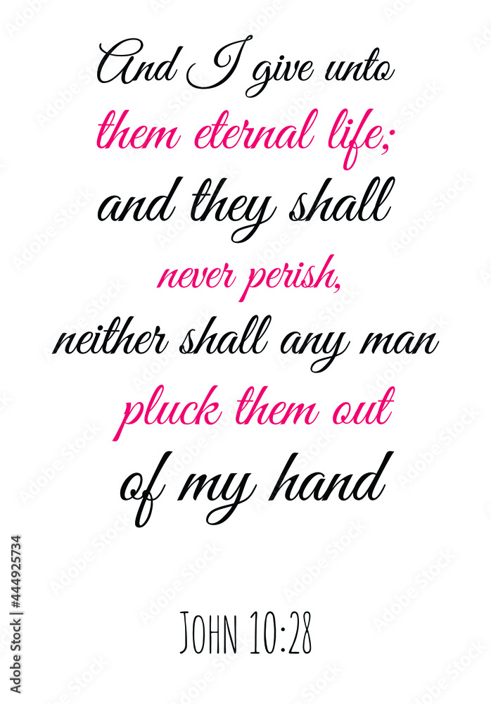 And I give unto them eternal life; and they shall never perish, neither shall any man pluck them out of my hand. Bible verse quote
