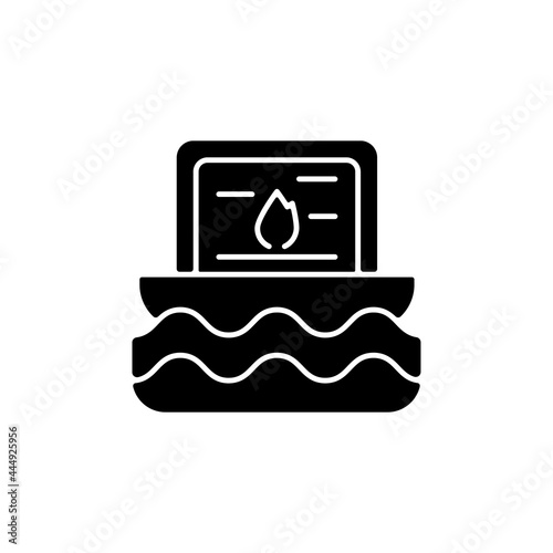 Taiwan water lanterns black glyph icon. National celebration. Little light launching. Asian cultural values. Religious tradition. Silhouette symbol on white space. Vector isolated illustration