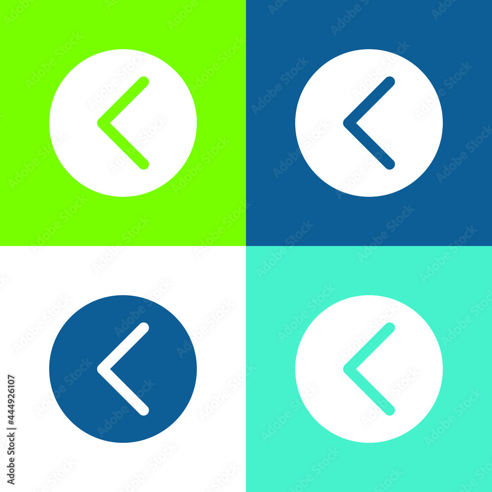 Arrow Pointing Left Inside A Circle Flat four color minimal icon set