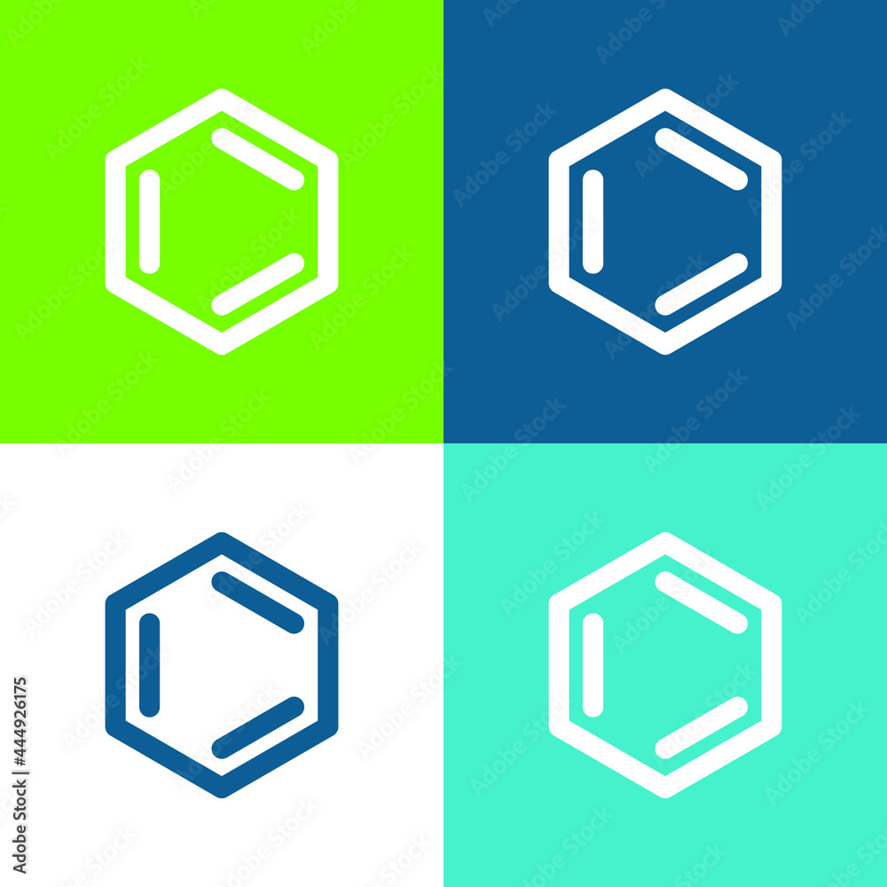 Benzene Flat four color minimal icon set Benzene Flat four color minimal icon set