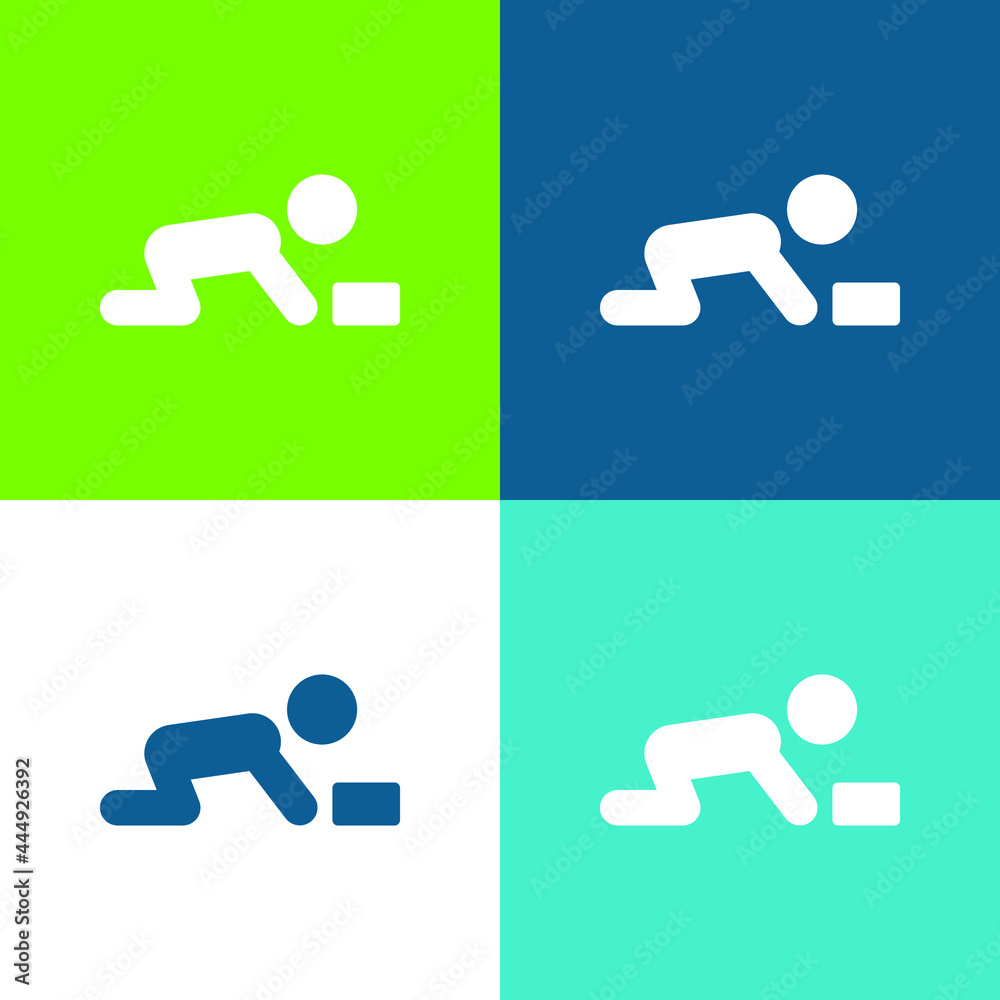 Fototapeta premium Baby Flat four color minimal icon set