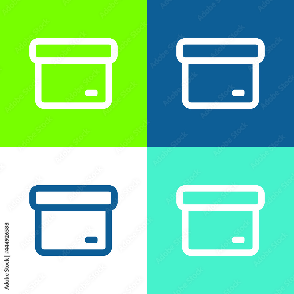 Archive Outlined Box Flat four color minimal icon set Archive Outlined Box Flat four color minimal icon set