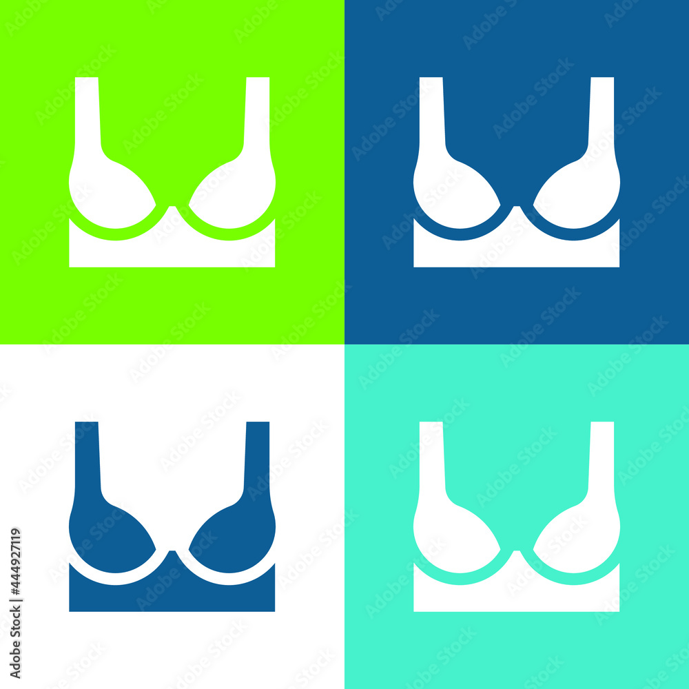 Bra Flat four color minimal icon set Bra Flat four color minimal icon set