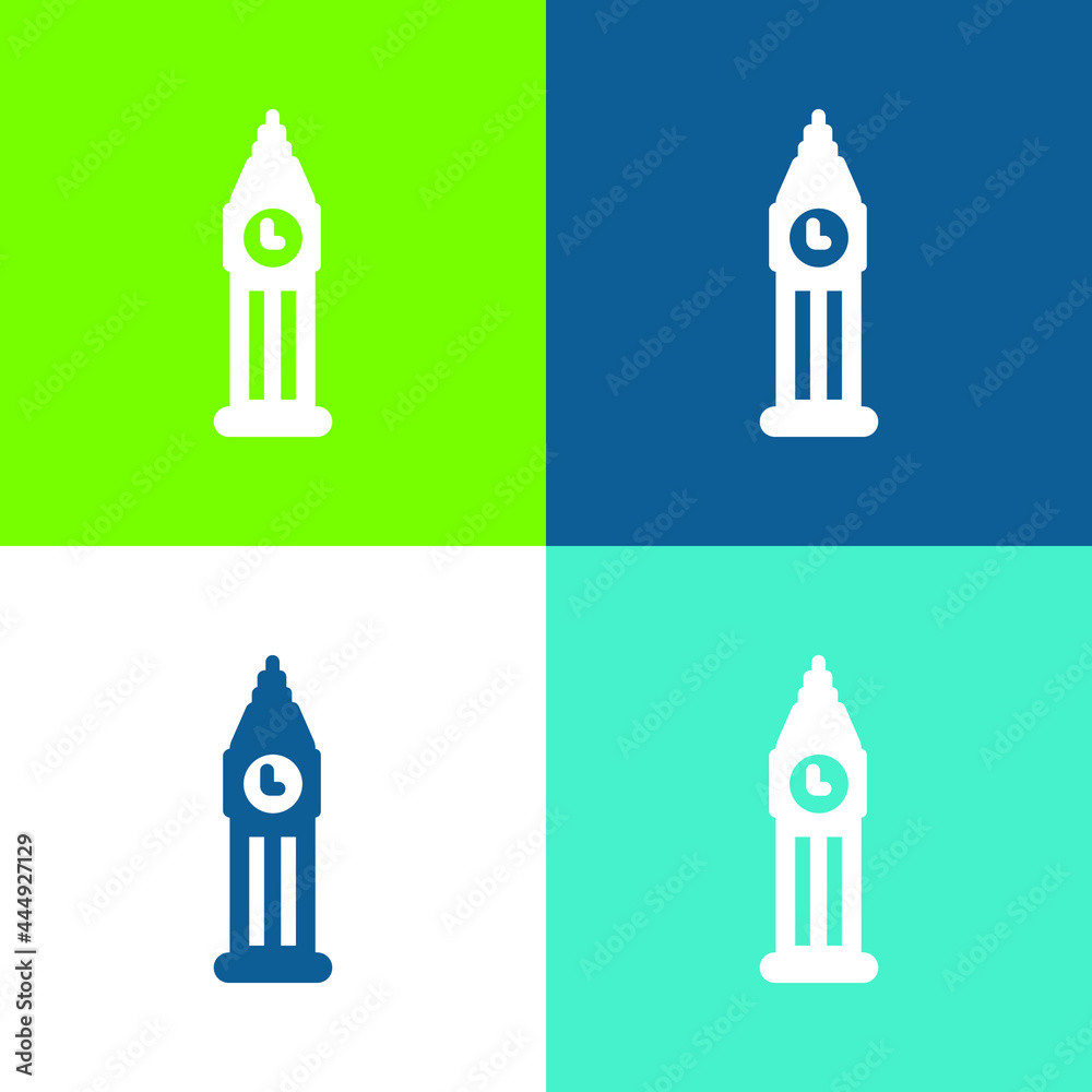 Big Ben Flat four color minimal icon set