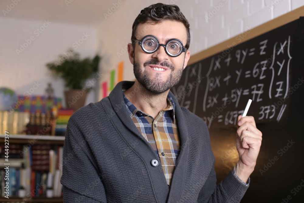Math teacher with thick eyeglasses
Math teacher with thick eyeglasses