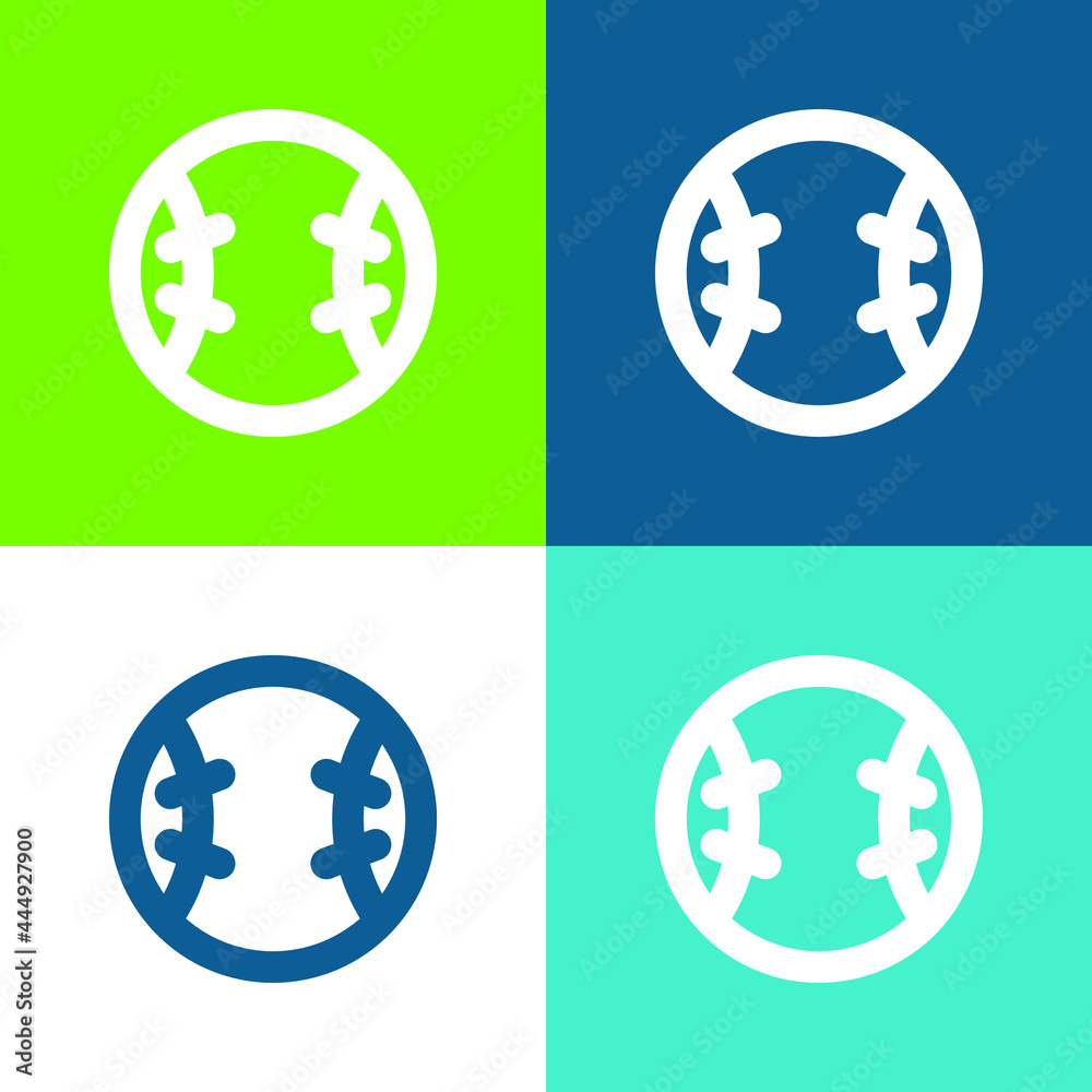 Fototapeta premium Baseball Flat four color minimal icon set