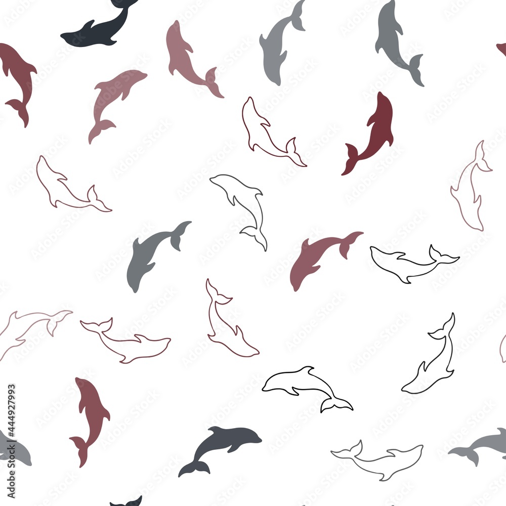 Dark Blue, Red vector seamless background with dolphins. Dark Blue, Red vector seamless background with dolphins.
