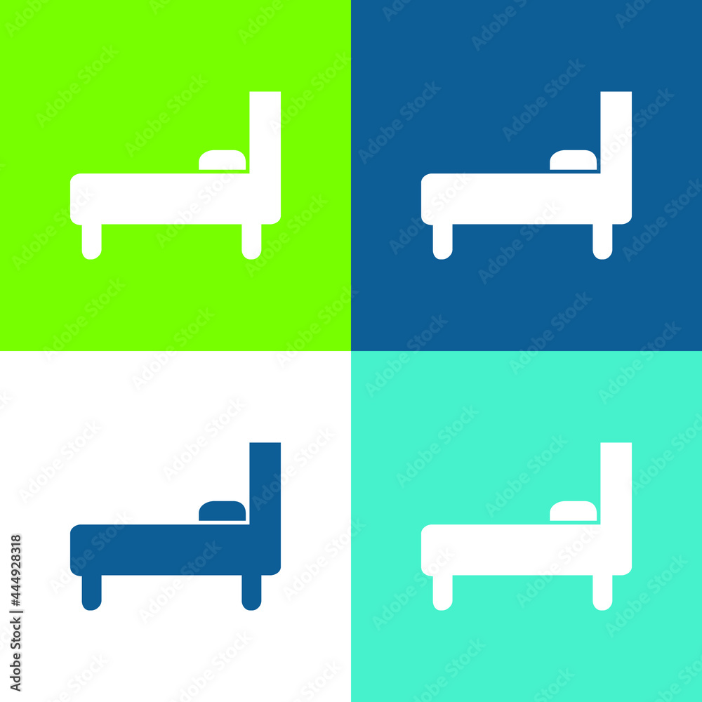 Fototapeta premium Bed Side View Flat four color minimal icon set