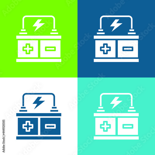 Battery Flat four color minimal icon set