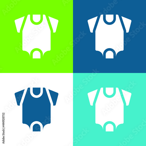 Baby Body Flat four color minimal icon set