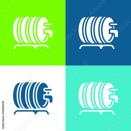 Beer Keg Flat four color minimal icon set