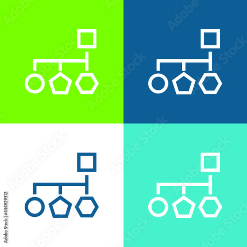 Block Scheme Of Basic Geometrical Shapes Flat four color minimal icon set