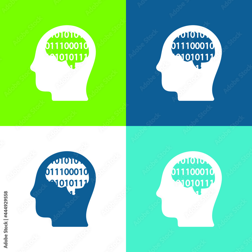 Binary Thinking Flat four color minimal icon set Binary Thinking Flat four color minimal icon set